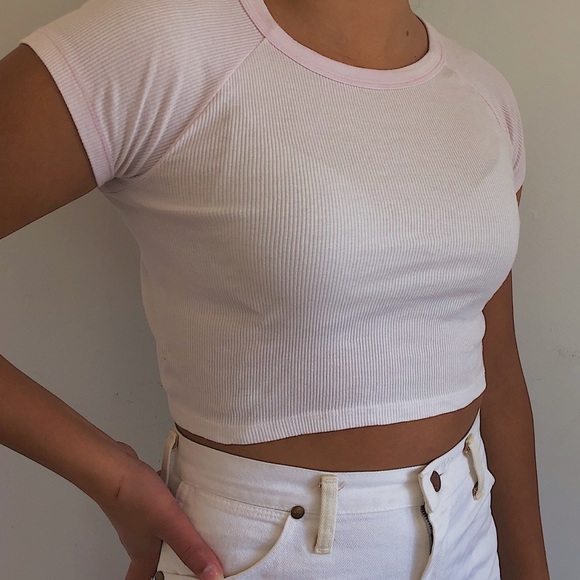 Brandy Melville pink and white baseball tee - Picture 3 of 3